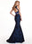 Rachel Allan - 6578 Two-Piece Floral Beaded Lace Mermaid Gown In Black and Blue