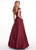 Rachel Allan - 6579 Beaded Accent Matte Satin A-Line Prom Gown In Red