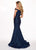 Rachel Allan - 6580 Off Shoulder Metallic Mermaid Gown In Blue