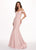 Rachel Allan - 6580 Off Shoulder Metallic Mermaid Gown In Pink