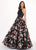 Rachel Allan - 6581 Floral Printed Halter Ballgown In Black