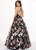 Rachel Allan - 6581 Floral Printed Halter Ballgown In Black