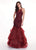 Rachel Allan - 6582 Sequined Halter Ruffled Mermaid Dress In Red