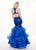 Rachel Allan - 6582 Sequined Halter Ruffled Mermaid Dress In Blue