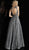 Jovani - 65855 Embellished Deep V-neck Pleated Ballgown in Gray