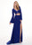Rachel Allan - 6585 Floral Beaded Two Piece Long Sleeve Jersey Dress In Blue