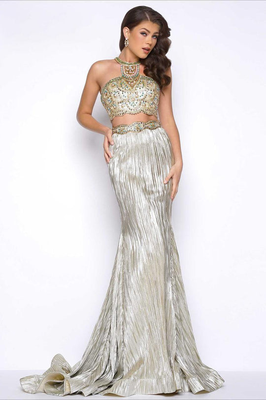 Mac Duggal - Long Two-Piece Prom Dress 65862M in Gold