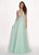 Rachel Allan - 6587 Plunging V-Neck Floral Embroidered Gown In Green