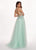 Rachel Allan - 6587 Plunging V-Neck Floral Embroidered Gown In Green
