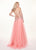 Rachel Allan - 6587 Plunging V-Neck Floral Embroidered Gown In Pink