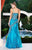 MNM Couture - 6587 Embellished Semi-Sweetheart Trumpet Dress in Blue