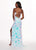 Rachel Allan - 6588 Sequined Plunging Sweetheart Slit Gown in White