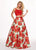 Rachel Allan - 6589 Two Piece Square Floral Ballgown In Red and Multi-Color
