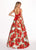 Rachel Allan - 6589 Two Piece Square Floral Ballgown In Red and Multi-Color