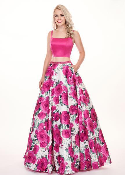 Rachel Allan - 6589 Two Piece Square Floral Ballgown