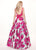 Rachel Allan - 6589 Two Piece Square Floral Ballgown In Purple and Multi-Color