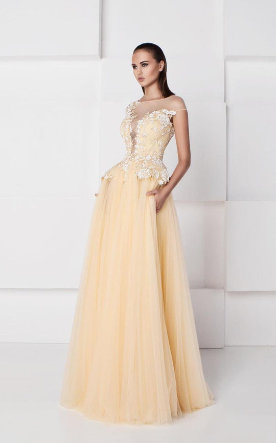 Illusion Appliqued Gown  2759