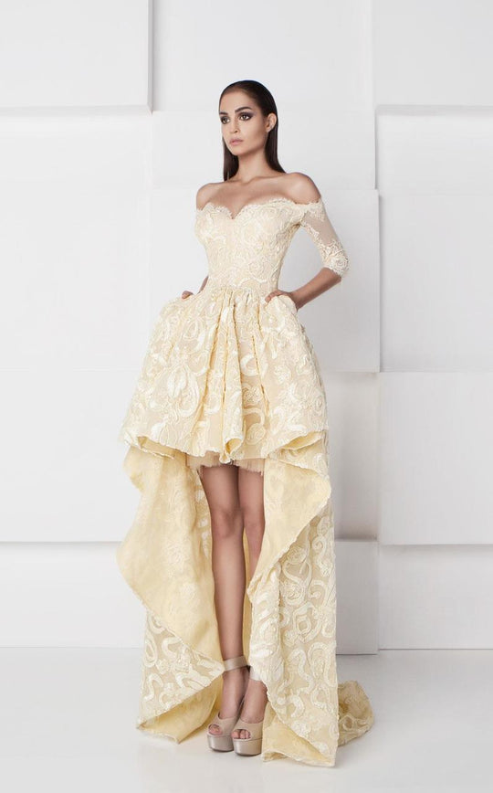 Appliqued High Low Gown  2760