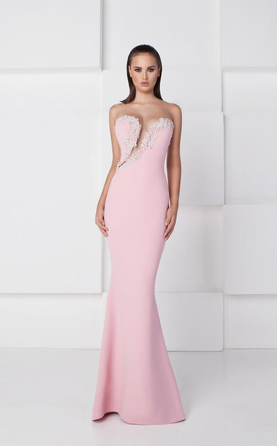 Floral Illusion Bateau Neck Gown 2761