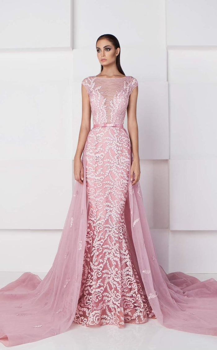 Lace Illusion Bateau Neck Gown 2764