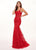 Rachel Allan - 6590 Embroidered Lace Scoop Neck Gown In Red