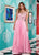 Rachel Allan - 6591 Crystal Ornate Illusion Off Shoulder Cascade Gown In Pink