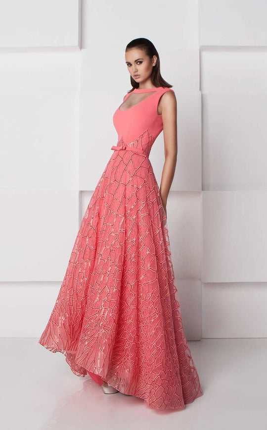 Cut-Out Bateau Neck Gown 2770