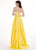 Rachel Allan - 6591 Crystal Ornate Illusion Off Shoulder Cascade Gown In Yellow