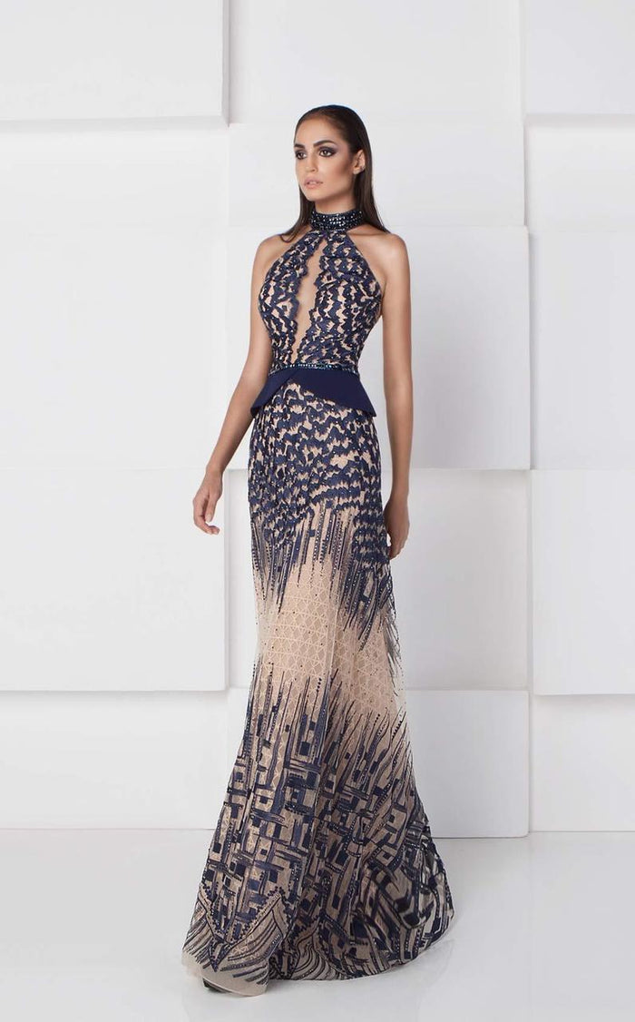 High Neck Embroidered Gown 2776