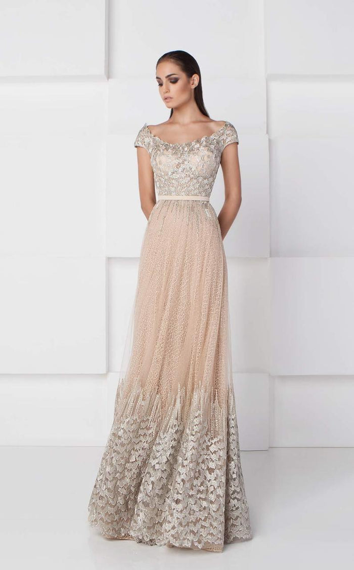 Scoop Neck Lace Evening Gown 2778