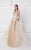 Patterned Illusion Bateau Neck Gown 2781