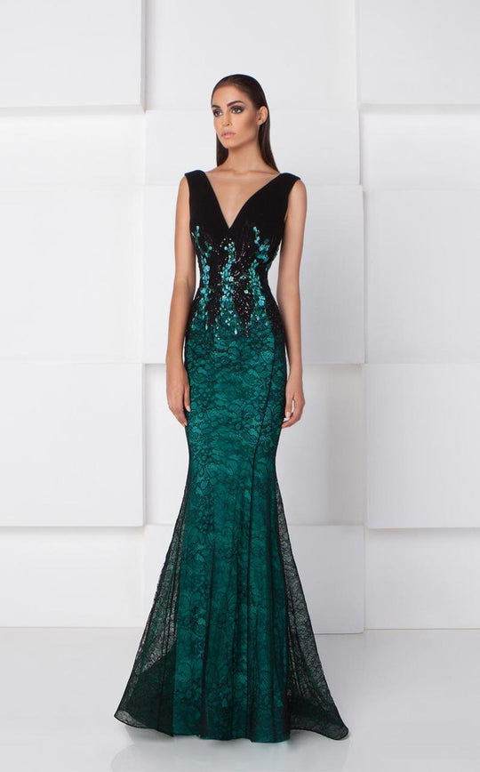 Embellished V-Neck Mermaid Gown 2788