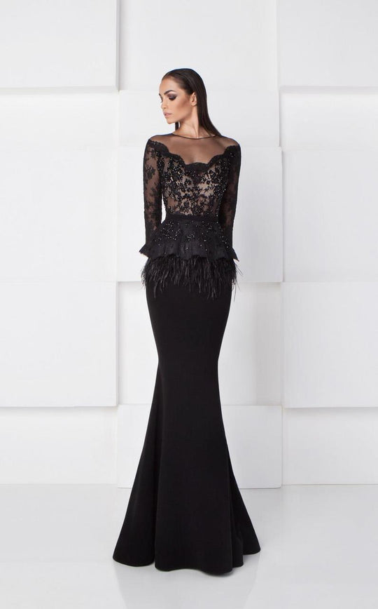 Saiid Kobeisy - 2790 Scalloped Trumpet Gown in Black