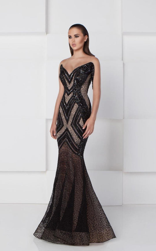 Illusion Embellished Evening Gown 2794