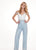Rachel Allan - 6594 Embroidered Two Tone Mikado Jumpsuit In White and Blue