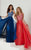 Tiffany Homecoming - Glamorous Sleeveless V-neck A-line Long Dress 16141 In Blue and Red