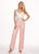 Rachel Allan - 6594 Embroidered Two Tone Mikado Jumpsuit In White and Pink
