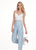 Rachel Allan - 6594 Embroidered Two Tone Mikado Jumpsuit In White and Blue