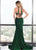 Rachel Allan - 6595 Metallic Jersey Deep V-neck Mermaid Dress In Green