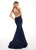 Rachel Allan - 6595 Metallic Jersey Deep V-neck Mermaid Dress In Blue