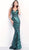 Jovani - 65973 Sequin Embellished Fitted Evening Gown in Green