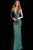 Jovani - Plunging V-Neck Fully Beaded Trumpet Gown 65981 In Green