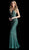 Jovani - 65981 Fully Beaded Deep V-neck Trumpet Dress in Green