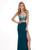 Rachel Allan - 6599 Beaded Sweetheart Dress with Slit In Green