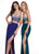 Rachel Allan - 6599 Beaded Sweetheart Dress with Slit In Blue And Green