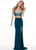 Rachel Allan - 6599 Beaded Sweetheart Dress with Slit In Green