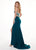 Rachel Allan - 6599 Beaded Sweetheart Dress with Slit In Green