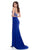 Rachel Allan - 6599 Beaded Sweetheart Dress with Slit In Blue