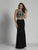 Dave & Johnny - A6599 Cap Sleeves Two-Piece Bejeweled Gown  in Black