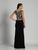 Dave & Johnny - A6599 Cap Sleeves Two-Piece Bejeweled Gown  in Black
